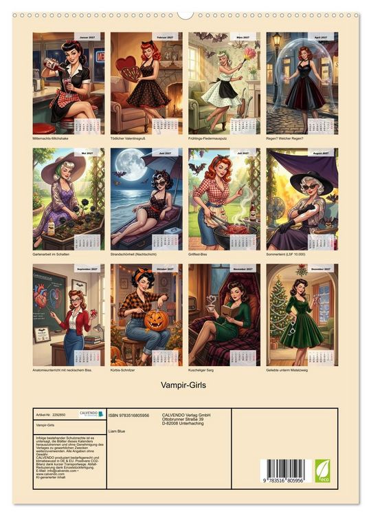 Produktbild: Vampir-Girls (hochwertiger Premium Wandkalender 2027 DIN A2 hoch), Kunstdruck in Hochglanz
