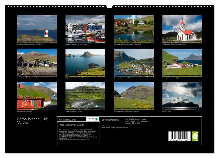 Produktbild: Faroe Islands / UK-Version (High Quality Premium Wall Calendar 2026 DIN A2 landscape),CALVENDO 12 Month Wall Calendar
