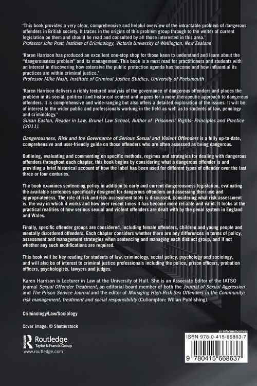 Produktbild: Dangerousness, Risk and the Governance of Serious Sexual and Violent Offenders