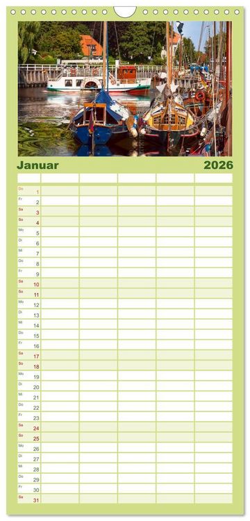 Produktbild: Familienplaner 2026 - Ostfriesland - Museumshafen Carolinensiel mit 5 Spalten (Wandkalender, 21 x 45 cm) CALVENDO
