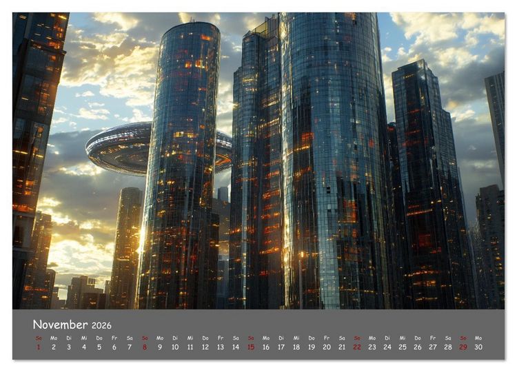 Produktbild: UFOs und Aliens - Au&szlig;erirdische Spuren, verborgene Wahrheit oder blo&szlig;e Fantasie (Wandkalender 2026 DIN A4 quer), CALVENDO Monatskalender