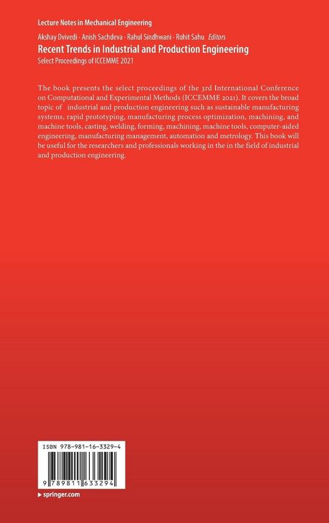 Produktbild: Recent Trends in Industrial and Production Engineering