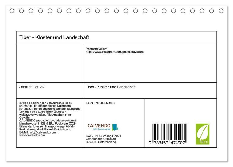 Produktbild: Tibet - Kloster und Landschaft (Tischkalender 2026 DIN A5 quer), CALVENDO Monatskalender