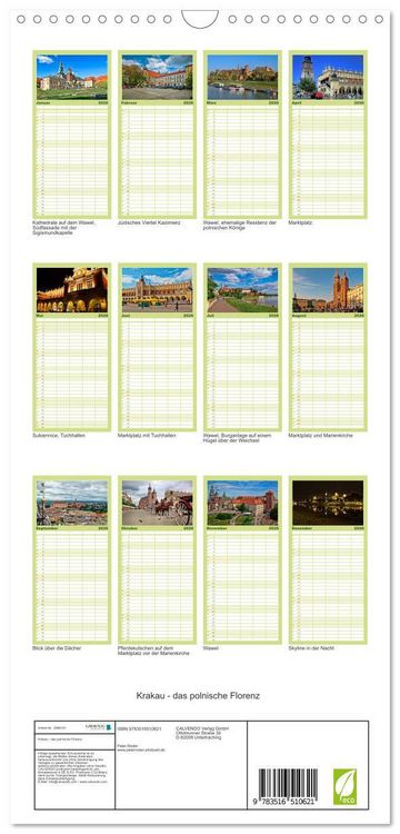 Produktbild: Familienplaner 2026 - Krakau - das polnische Florenz mit 5 Spalten (Wandkalender, 21 x 45 cm) CALVENDO