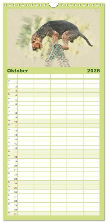 Produktbild: Familienplaner 2026 - Airedale Terrier 2026 mit 5 Spalten (Wandkalender, 21 x 45 cm) CALVENDO