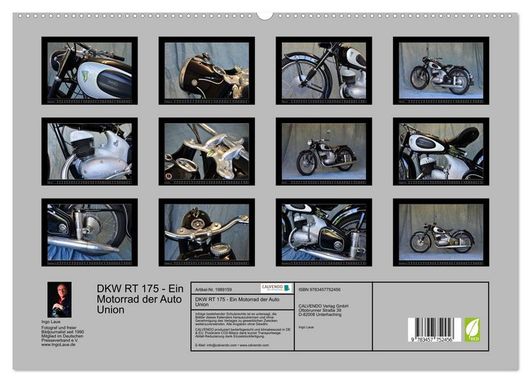 Produktbild: DKW RT 175 - Ein Motorrad der Auto Union (hochwertiger Premium Wandkalender 2026 DIN A2 quer), Kunstdruck in Hochglanz