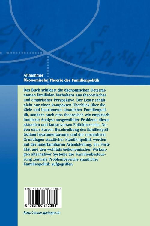 Produktbild: &Ouml;konomische Theorie der Familienpolitik