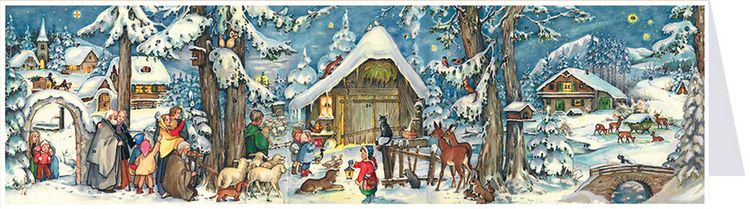 Produktbild: Postkarten- Adventskalender XL "Weihnachten mit den Tieren"