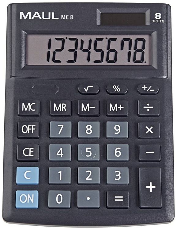 Produktbild: Maul MC 8 Tischrechner Schwarz Display (Stellen): 8 batteriebetrieben, solarbetrieben