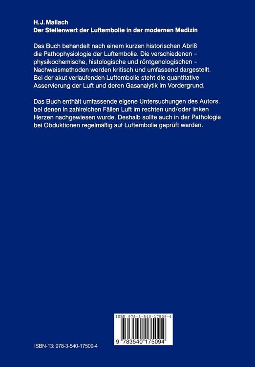 Produktbild: Der Stellenwert der Luftembolie in der modernen Medizin