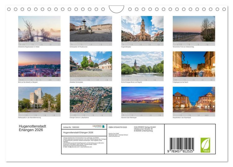 Produktbild: Hugenottenstadt Erlangen 2026 (Wandkalender 2026 DIN A4 quer), CALVENDO Monatskalender