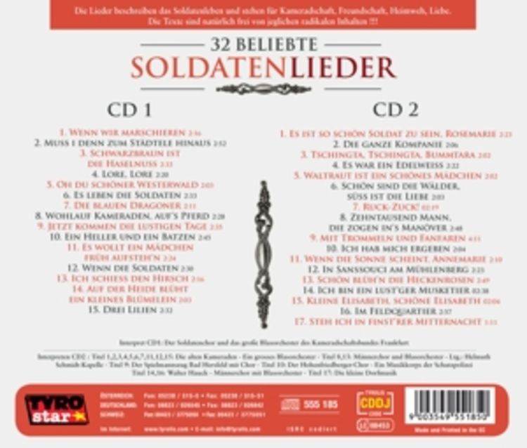 Produktbild: 32 beliebte Soldatenlieder