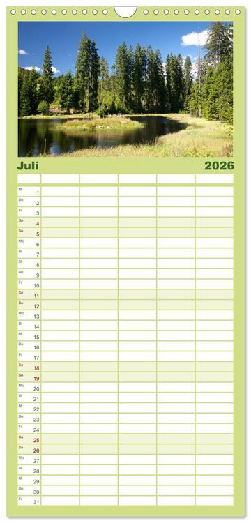 Produktbild: Familienplaner 2026 - Bayerischer Wald - der Osten Bayerns mit 5 Spalten (Wandkalender, 21 x 45 cm) CALVENDO