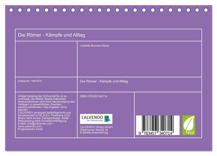 Produktbild: Die R&ouml;mer - K&auml;mpfe und Alltag (Tischkalender 2026 DIN A5 quer), CALVENDO Monatskalender