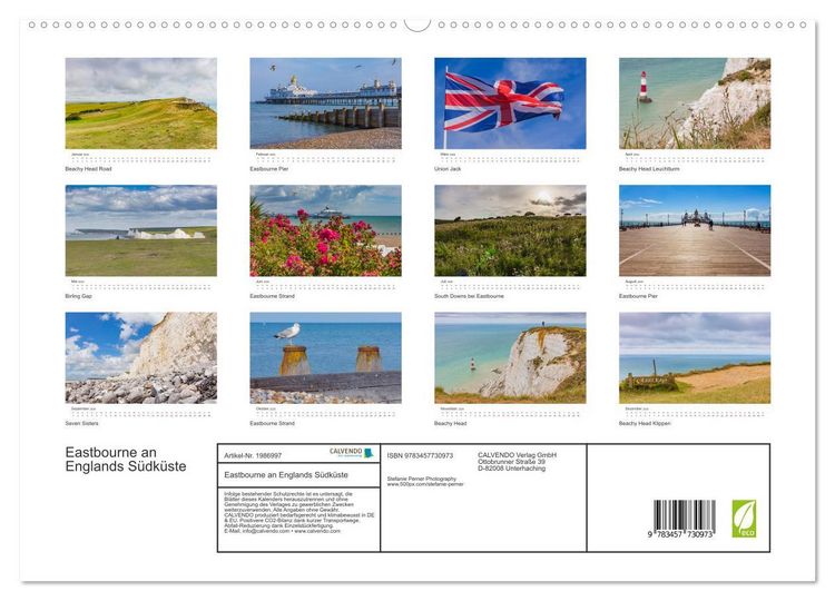 Produktbild: Eastbourne an Englands S&uuml;dk&uuml;ste (hochwertiger Premium Wandkalender 2026 DIN A2 quer), Kunstdruck in Hochglanz