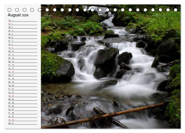 Produktbild: Wildwasser. Gebirgsb&auml;che und Wasserf&auml;lle (Tischkalender 2026 DIN A5 quer), CALVENDO Monatskalender