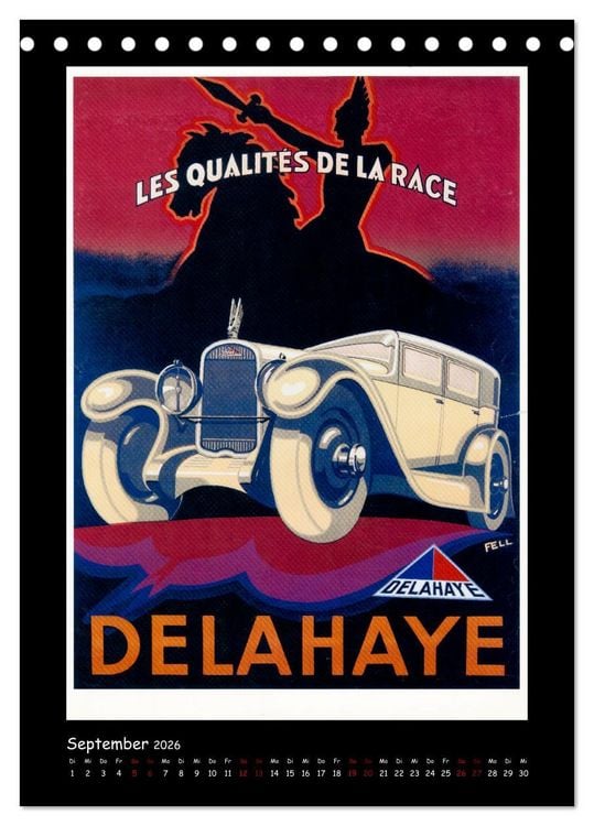 Produktbild: Historische Automobilplakate (Tischkalender 2026 DIN A5 hoch), CALVENDO Monatskalender