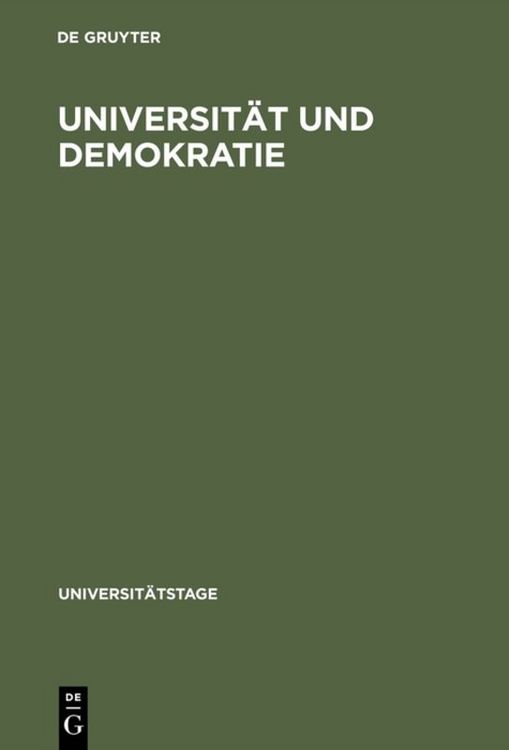 Produktbild: Universit&auml;t und Demokratie