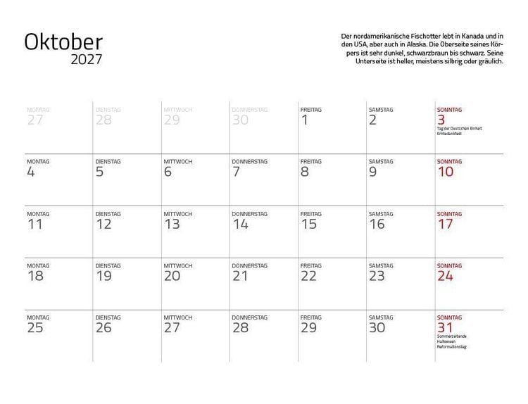 Produktbild: Otter Kalender 2027 Wandkalender Eintragkalender