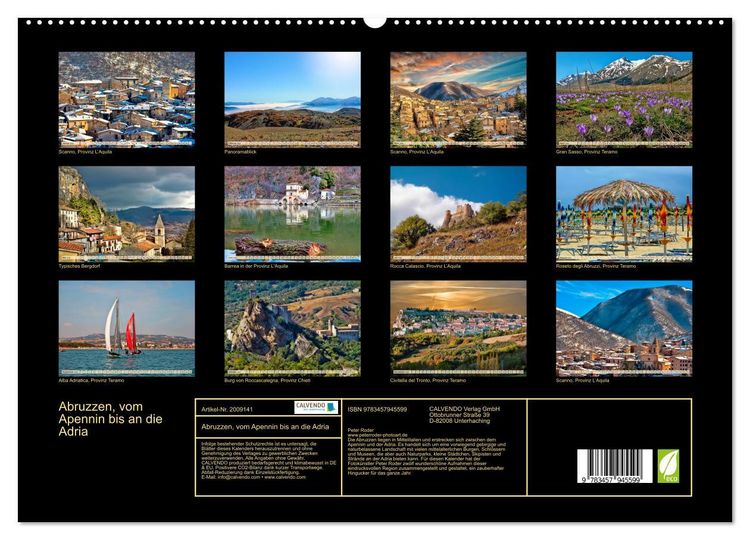 Produktbild: Abruzzen, vom Apennin bis an die Adria (hochwertiger Premium Wandkalender 2026 DIN A2 quer), Kunstdruck in Hochglanz