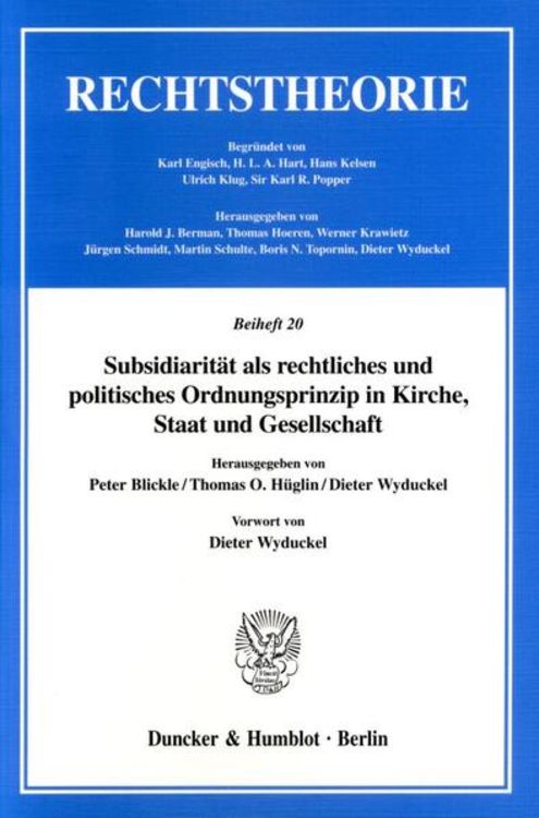Produktbild: Subsidiarit&auml;t als rechtliches und politisches Ordnungsprinzip in Kirche, Staat und Gesellschaft.