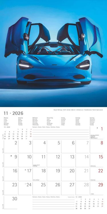 Produktbild: High Speed 2026 - Broschürenkalender 30x30 cm (30x60 geöffnet) - Kalender mit Platz für Notizen - Bildkalender - Wandplaner - Technikkalender