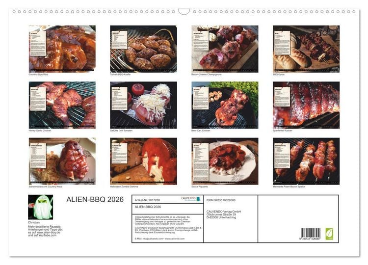 Produktbild: ALIEN-BBQ 2026 (Wandkalender 2026 DIN A2 quer), CALVENDO Monatskalender