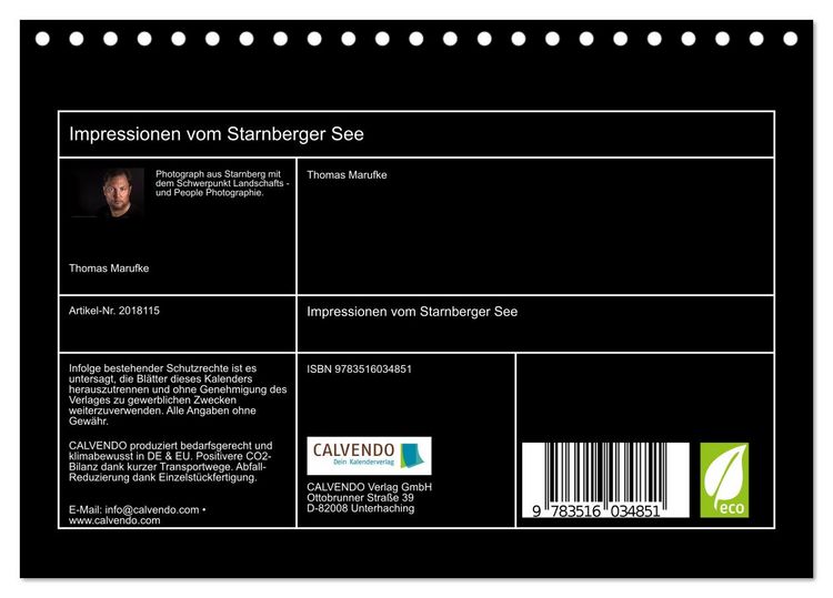 Produktbild: Impressionen vom Starnberger See (Tischkalender 2026 DIN A5 quer), CALVENDO Monatskalender