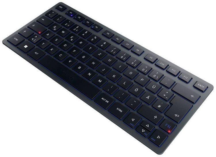 Produktbild: CHERRY KW 7100 MINI BT Bluetooth&reg; Tastatur Deutsch, QWERTZ Blau Ger&auml;uscharme Tasten, Multipair-Funktion