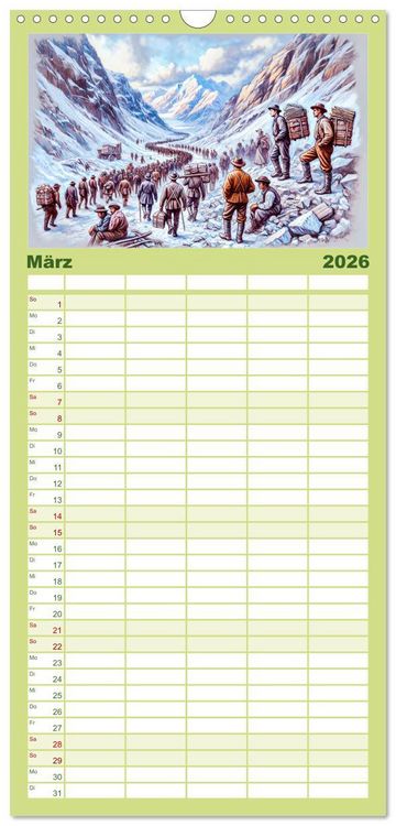 Produktbild: Familienplaner 2026 - Auf den Spuren des Goldes - Vom Goldrausch am Yukon River mit 5 Spalten (Wandkalender, 21 x 45 cm) CALVENDO