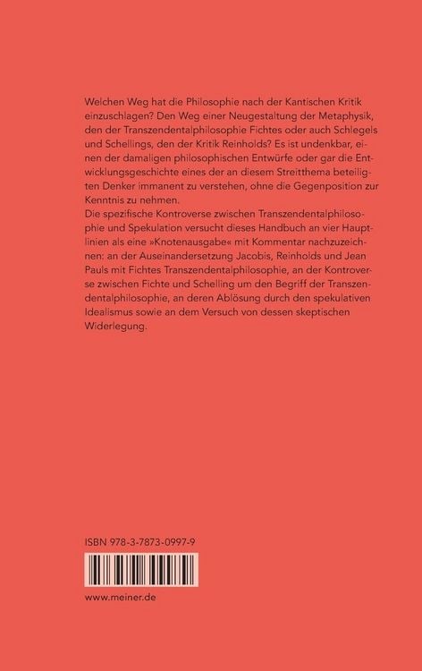 Produktbild: Transzendentalphilosophie und Spekulation