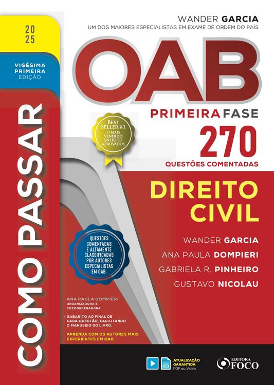 Produktbild: Como passar OAB primeira fase - 270 quest&otilde;es comentadas - Direito civil