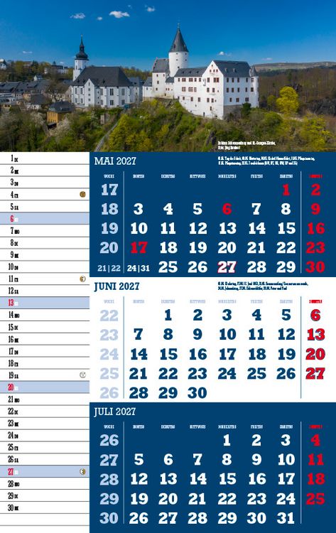 Produktbild: Drei-Monatskalender Sachsen 2027