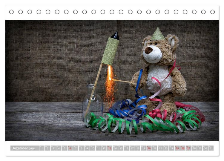 Produktbild: Eddy, der Teddy - 12 Bilder zum Schmunzeln (Tischkalender 2026 DIN A5 quer), CALVENDO Monatskalender