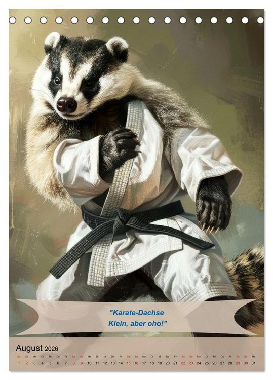 Produktbild: Tierisch lustige Karatek&auml;mpfer (Tischkalender 2026 DIN A5 hoch), CALVENDO Monatskalender