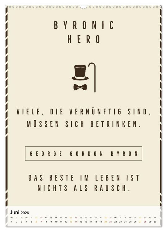 Produktbild: Dichter als Goethe - Der literarische Alkohol-Kalender (Wandkalender 2026 DIN A2 hoch), CALVENDO Monatskalender