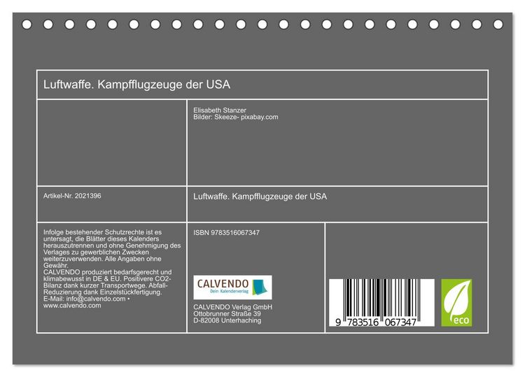 Produktbild: Luftwaffe. Kampfflugzeuge der USA (Tischkalender 2026 DIN A5 quer), CALVENDO Monatskalender