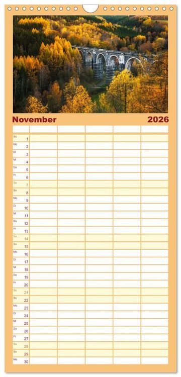 Produktbild: Familienplaner 2026 - Stimmungsvolle Landschaften in Sachsen mit 5 Spalten (Wandkalender, 21 x 45 cm) CALVENDO