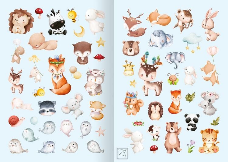 Produktbild: Meine Aquarell-Sticker &ndash; Tierkinder