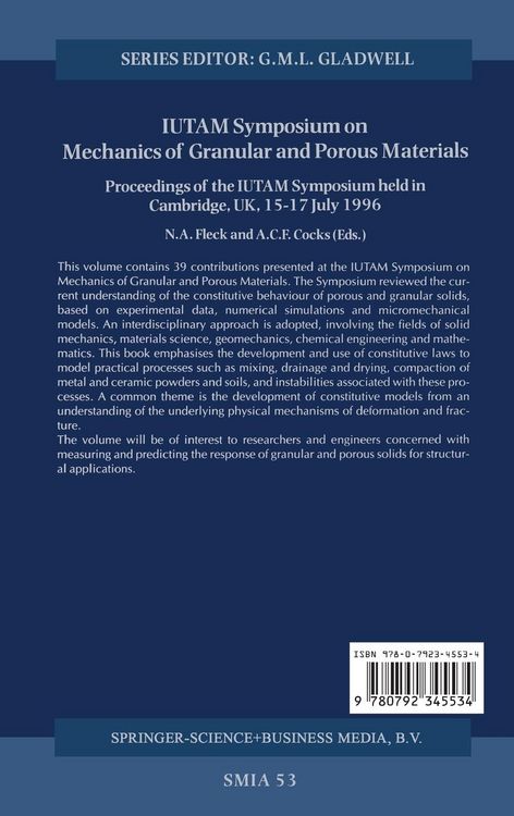 Produktbild: Iutam Symposium on Mechanics of Granular and Porous Materials
