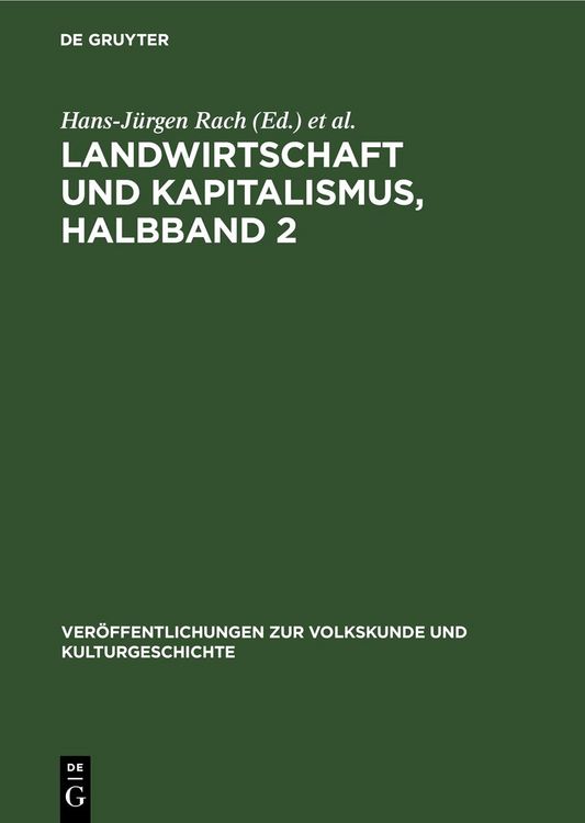 Produktbild: Landwirtschaft und Kapitalismus, Halbband 2