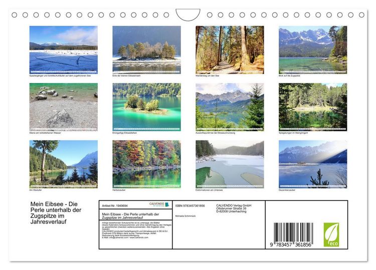 Produktbild: Mein Eibsee - Die Perle unterhalb der Zugspitze im Jahresverlauf (Wandkalender 2026 DIN A4 quer), CALVENDO Monatskalender