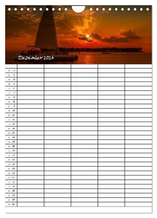 Produktbild: Idyllisches Florida / Familienplaner (Wandkalender 2026 DIN A4 hoch), CALVENDO Monatskalender