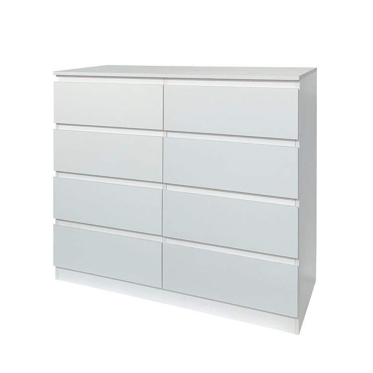 Produktbild: HTI-Living Moderne Kommode mit 8 grifflosen Schubladen Wei&szlig; Sideboard