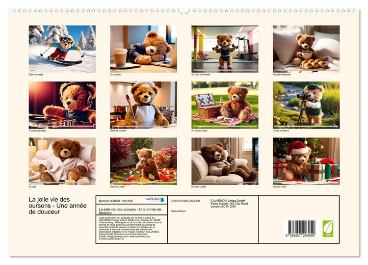 Produktbild: La jolie vie des oursons - Une ann&eacute;e de douceur (Calendrier mural 2026 DIN A2 vertical) calendrier de bureau
