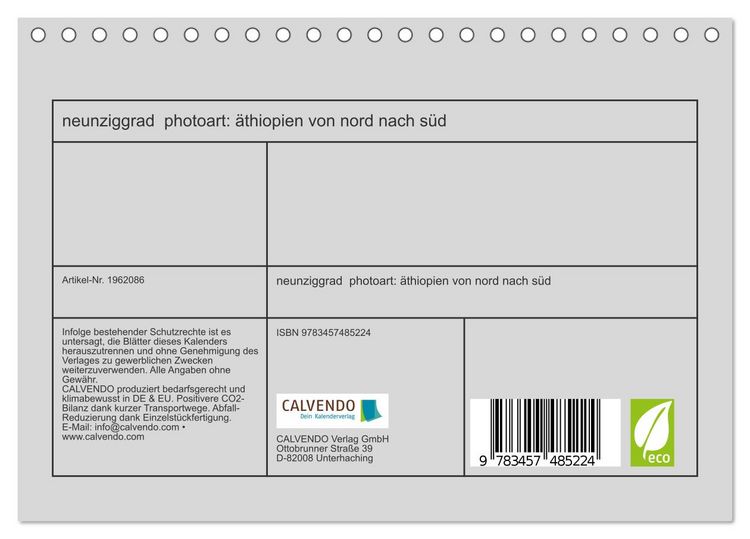 Produktbild: neunziggrad photoart: &auml;thiopien von nord nach s&uuml;d (Tischkalender 2026 DIN A5 quer), CALVENDO Monatskalender