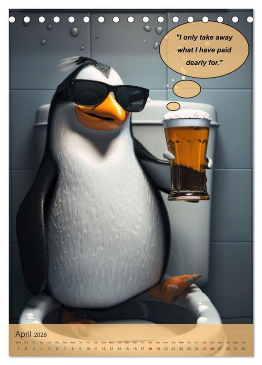 Produktbild: Animals on toilet makes you smile (Desk Calendar 2026 DIN A5 portrait), CALVENDO 12 Month DeskCalendar