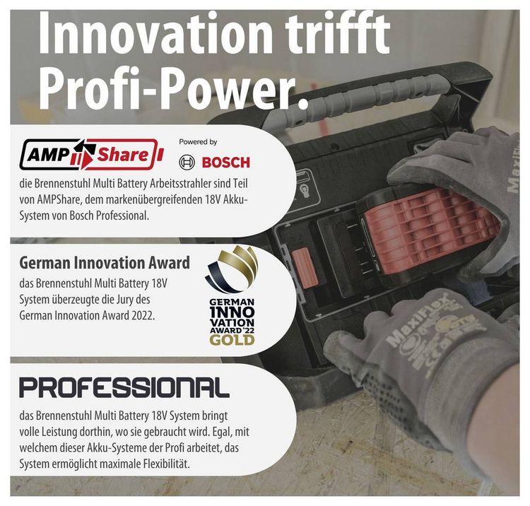 Produktbild: Brennenstuhl Multi Battery 3000 MA Akku-Baustrahler 27 W 3150 lm Tageslichtwei&szlig; 1173700007
