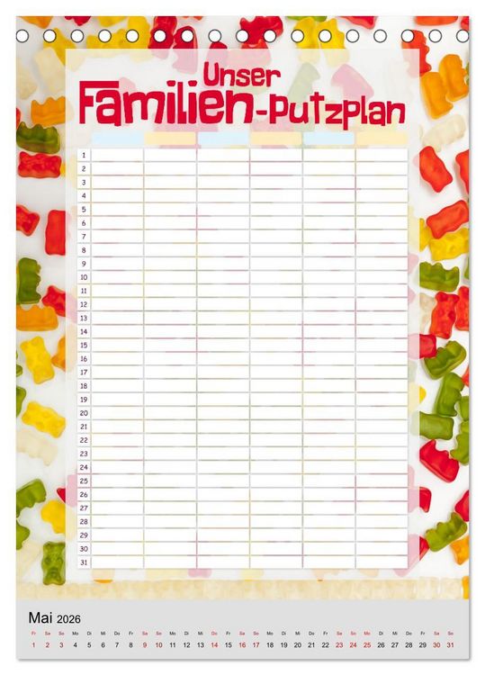Produktbild: Unser Familien-Putzplan & Kalender 2026 (Tischkalender 2026 DIN A5 hoch), CALVENDO Monatskalender