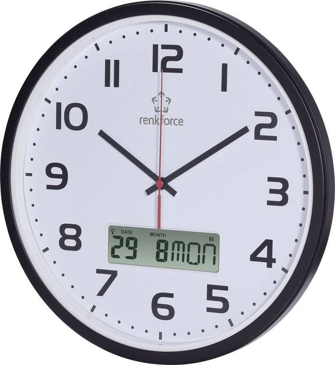 Produktbild: Renkforce HD-WRCL135 Funk Wanduhr 32cm x 45mm Schwarz